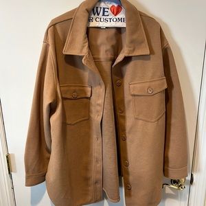 Beige soft button down jacket/heavy shirt size XL